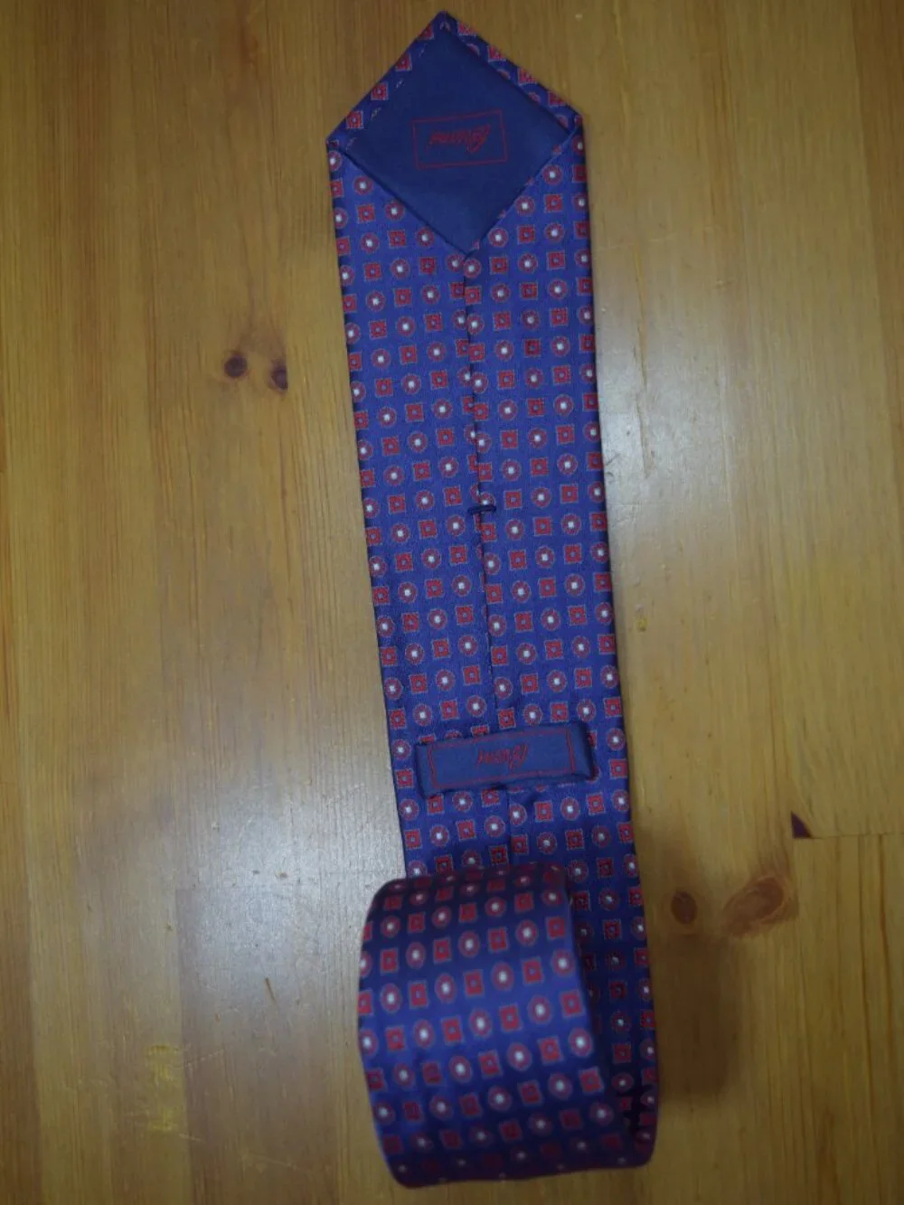 $550 BRIONI Navy Blue Red Aqua Geometric Medallion Handmade Italy Silk Neck Tie